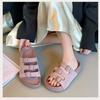 Summer new 2025 thick bottom heightening versatile beach sandals original retro open-toed beach non-slip one-word slippers
