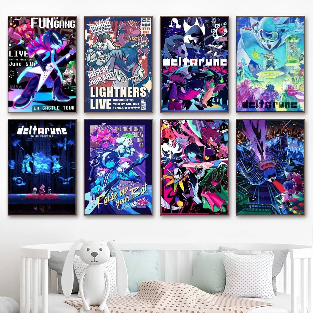 D-Deltarune Hra Anime Plakáty Lepicí Bílá Papírová Samolepka DIY Pokoj Bar Kavárna Kawaii Dekorace Pokojů