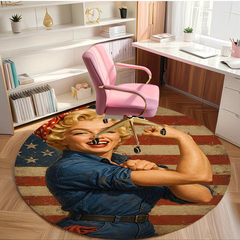 Marilyn Monroe Print Rond Tapijt, Wasbaar Vloerkleed, Voor Entree Slaapzaal Wasruimte Kantoor Studeerkamer, Woondecoratie Verjaardag Kerstcadeau