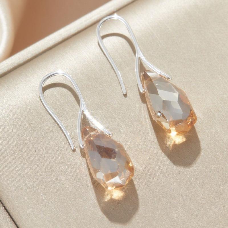Huajie Women's Colorful Crystal Pendant Earrings Elegant Delicate Party Ladys New Water Droplet Earring  Tide