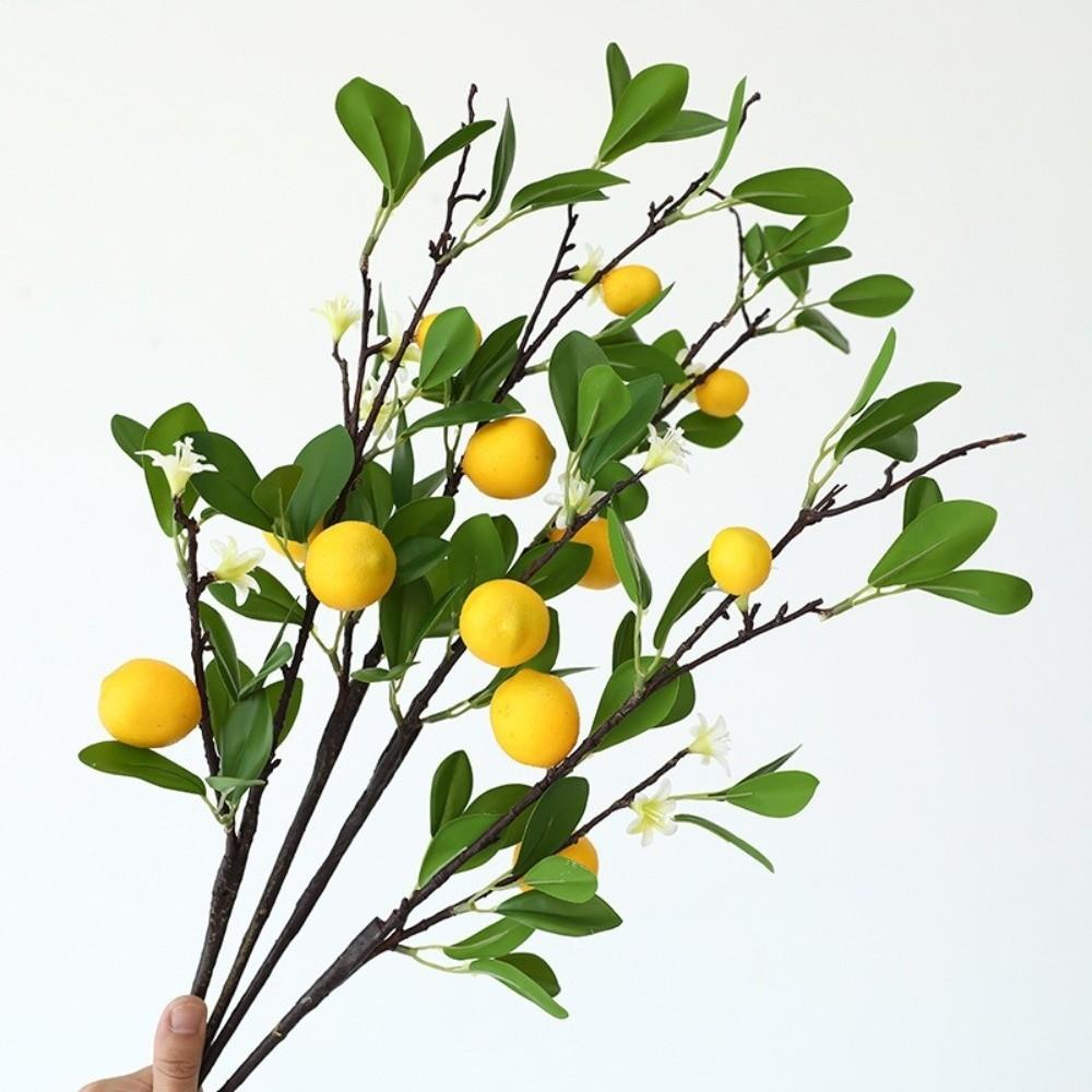 With Lifelike Lemon Fake Fruit Stems Fresh Green Yellow Simulation Green Plants  Home Decor