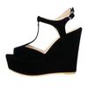Fashion Women's Open Toe Sandals High Wedge Sexy Club Heel Shoes Wedding Shoes Women Sandals 195-2VE