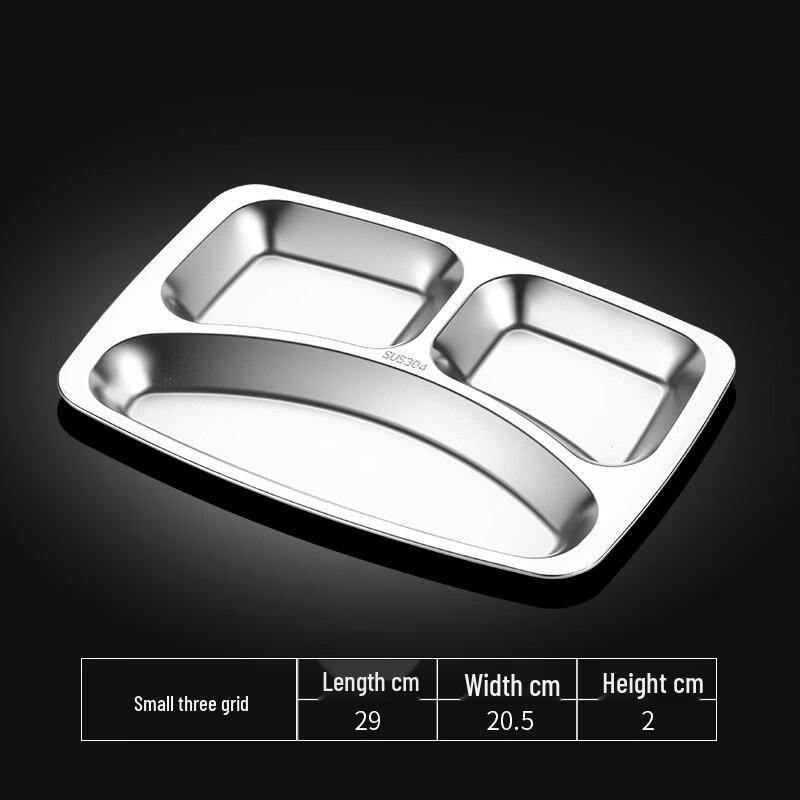 Thickened Stainless Steel Multi-Compartment Meal Tray
