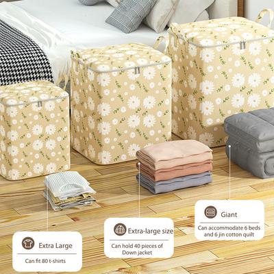 100/140/180/210L Kleiderschrank-Organizer Große Kapazität Gänseblümchen Steppdecken-Behälter Platzsparend Stapelbar für Decken Bettdecken Kleidung Bettwäsche