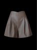 Petite High-Waisted Khaki PU Leather A-Line Shorts for Women - Wrinkle-Resistant, Wide-Leg Bootcut, Autumn/Winter Wear.