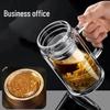 Custom Logo High Borosilicate Double Layer Glass Tea Cup with Dragon Design