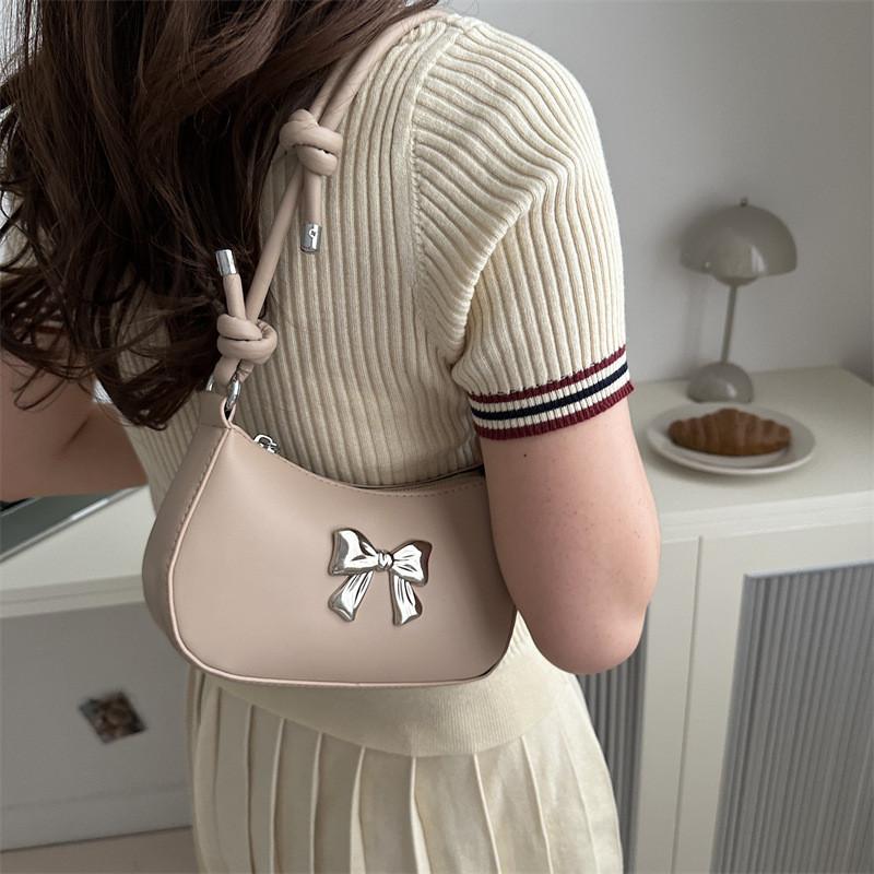 Trendy Pu Material Women's Bowknot Underarm Bag Chic Summer Shoulder Purse