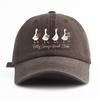 1pc SILLY GOOSE Print Washed Baseball Cap for Adults,Minimalist Retro Style Casual Soft Adjustable Dad Hat,Perfect As Gift
