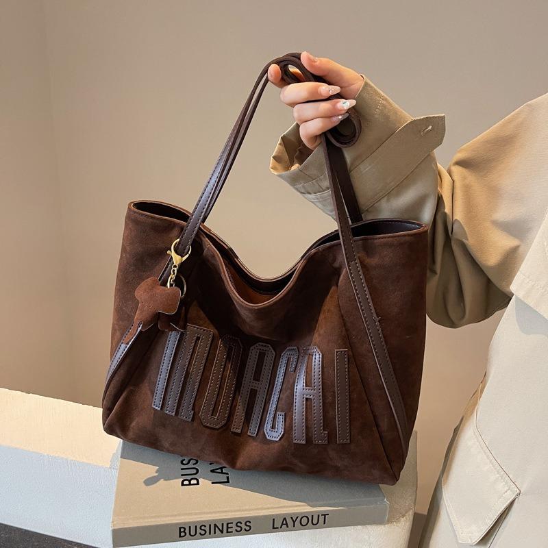 Maillard retro suede bag women's spring and summer fashion high-end tote bag large capacity commuter shoulder bag