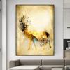 Modern Deer Elk Yellow Canvas Painting Nordic Animal Posters and Prints Wall Art Picture Cuadros For Living Room Home Decoration