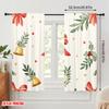 2pcs,2D Plane Printing Window Curtain Christmas Bells Holly Berries Baubles (3) Durable Polyester (without Rod) Decorations