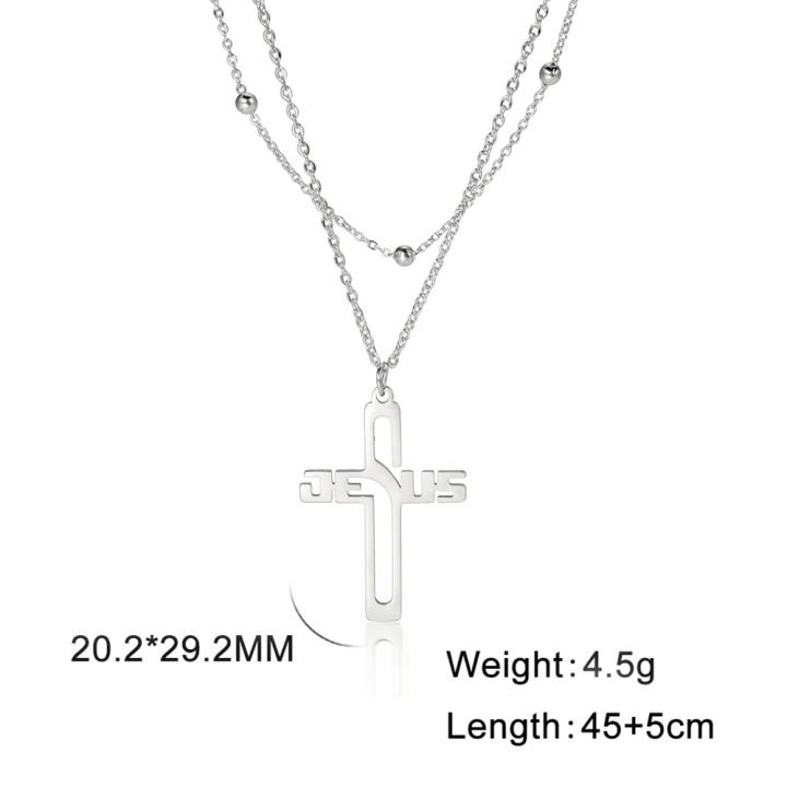 Cazador Jesus Kreuz Hohl Anhänger Halsketten für Damen Herren Christliches Choker Großhandel Edelstahl Schmuck Geburtstagsgeschenke
