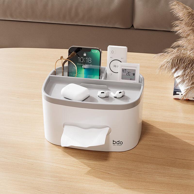 Plastic Desktop Tissue Box and Storage Organizer