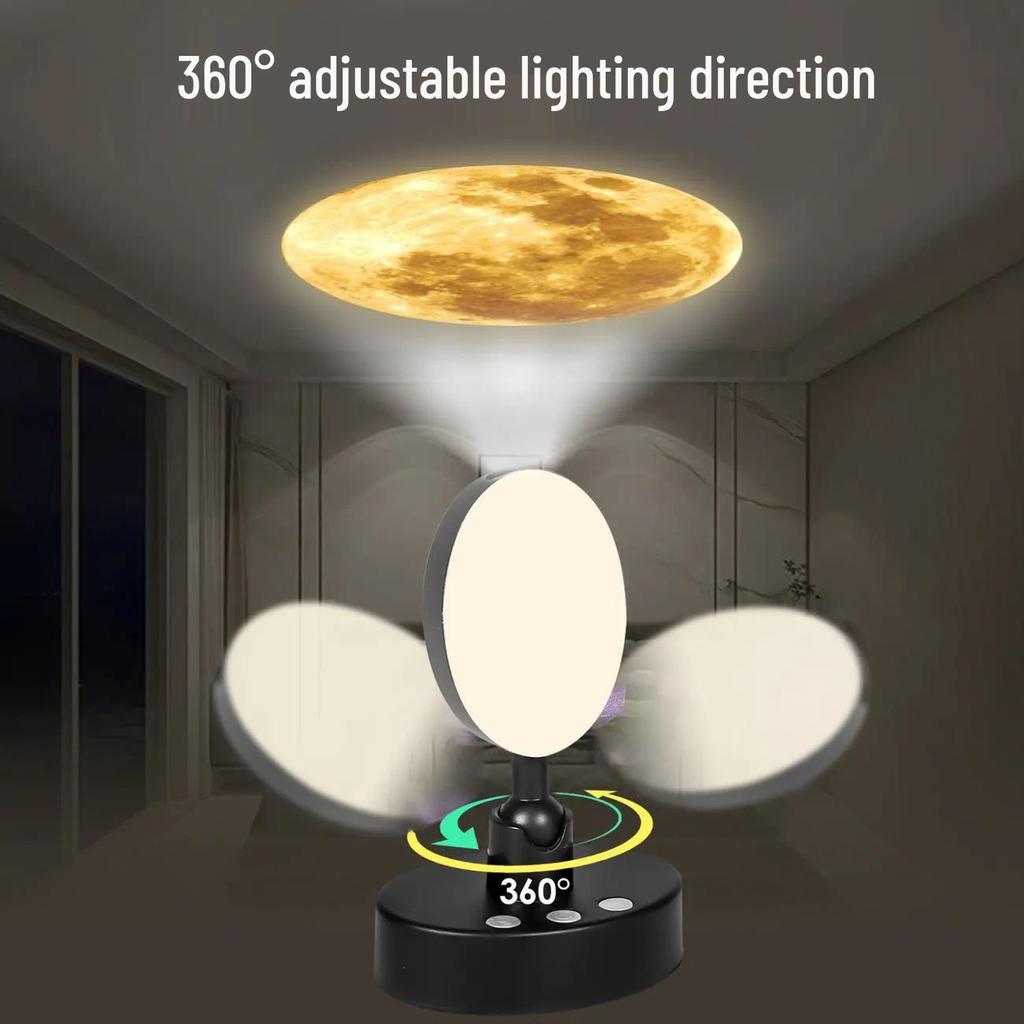 Rechargeable Earth & Moon Star Projector Night Light for Bedroom Atmosphere 