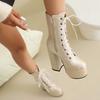 Streetwear Cool Boots For Womens Chunky Block High Platform Heel Round Toe Ankle Boots Short Bootie Prom Dress Accessories