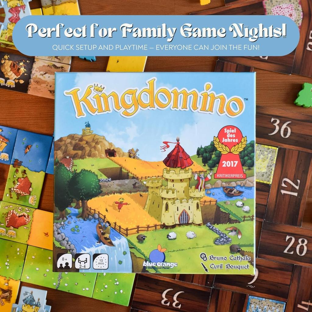 Kingdomino Gioco da Tavolo Strategico per Famiglie Vincitore di Premi 2-4 Giocatori Carte