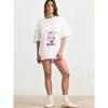 Oversized T Shirt Black Punk Style Graphic Print With Rabbit Ears And Colorful Face Art For Casual Wear