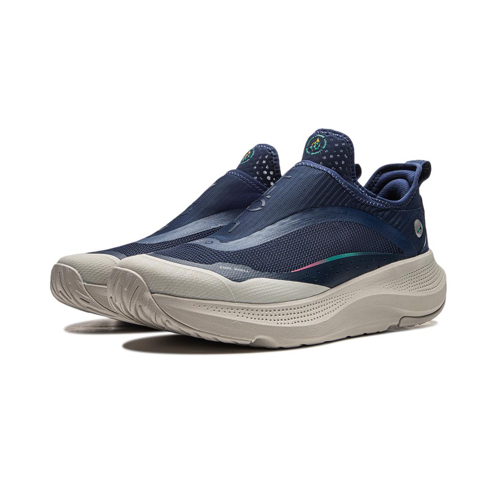 New LiNing Cushioning Anti Slip Wear Resistant Breathable Lightweight Rebound Low Top Casual Shoes Men's Blue Gray AGLU275-2