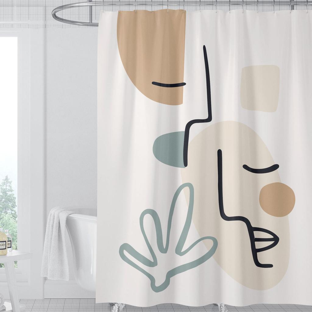 JINRUN Badezimmer verdickter wasserdichter Vorhang, schimmelfester Duschvorhang, Duschtrennwand-Vorhang, Duschvorhang, Badezimmer-Vorhang, kostenlose Perforation