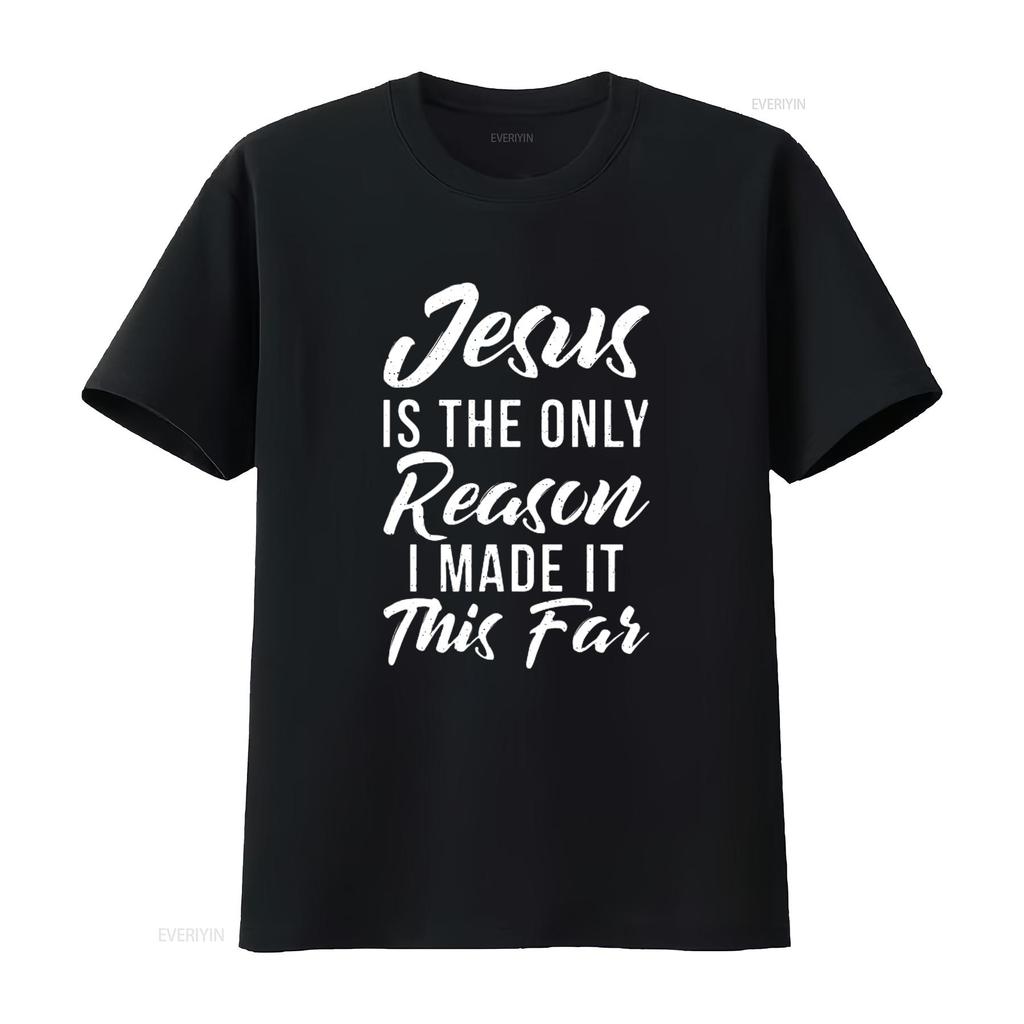 Herren Jesus ist der einzige Grund, warum ich es so weit geschafft habe Gott Religiös T-Shirt Schwarz 2XL Vintage Gewaschenes Oberteil Für Den Alltag