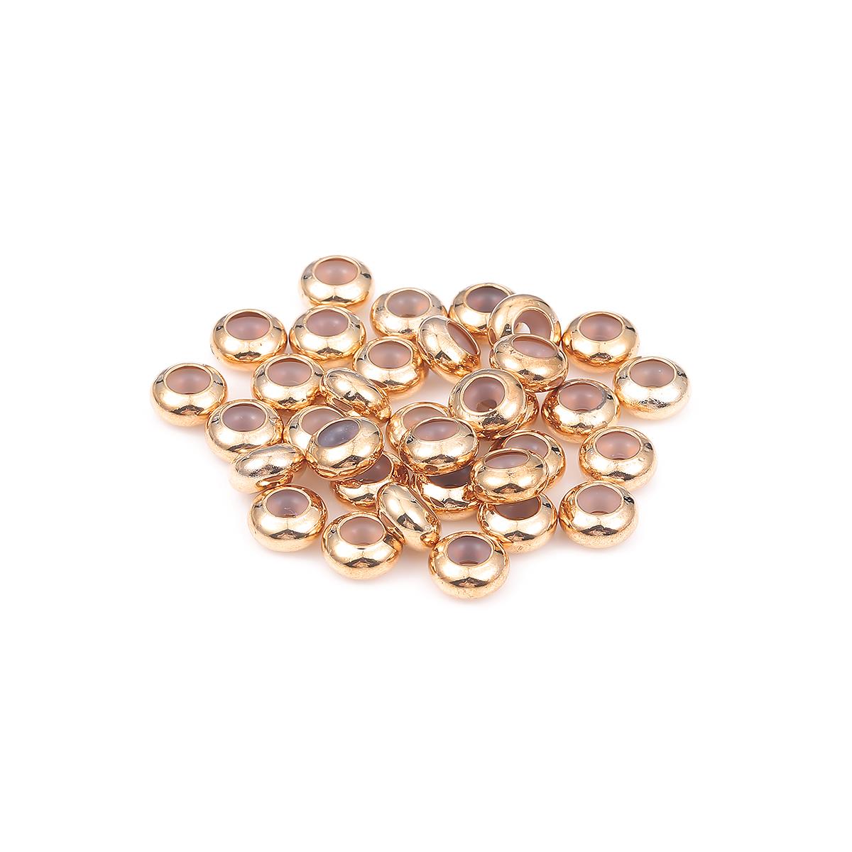 

10 шт. круглые бусины из нержавеющей стали, силиконовая резина, гладкая прокладка, фиксирующие стопорные бусины, подходят для браслета, ожерелья 8x4mm золотой