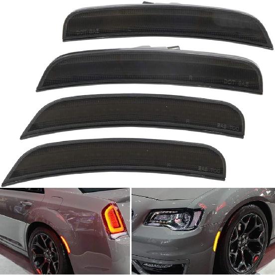 NJSBYL Smoke Lens Amber/Red Full LED Front Rear Side Marker Light Kits for Chrysler 300 2015 2016 2017 2018 2019 2020 2021 2022 300S 300C C Platinum