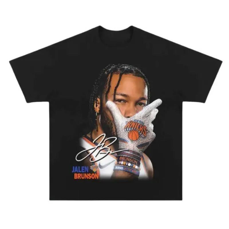 Brunson Knicks Top, Unisex Cotton Oversized Vintage Basketball Tee - Jalen Bruns Unisex T-Shirt L