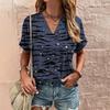 Summer V-neck Short Sleeved Shirt with Fashionable Casual Printed T-shirt