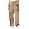 Women's Striped Side Loose Pants, Casual Waist Cinched Slanted Pocket Loose Pants