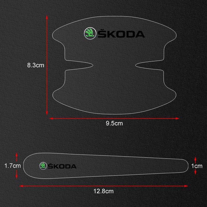 8Pcs Transparent Car Door Handle Bowl Anti Scratch Protective Sticker For Skoda Octavia Superb Rapid Kodiaq Karoq Fabia Kamiq Roomster Citigo