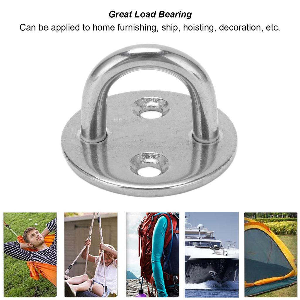 Pad Eye Plate U Hook Round Stainless Steel Heavy Duty Rustproof for Door Boat Hammock Home