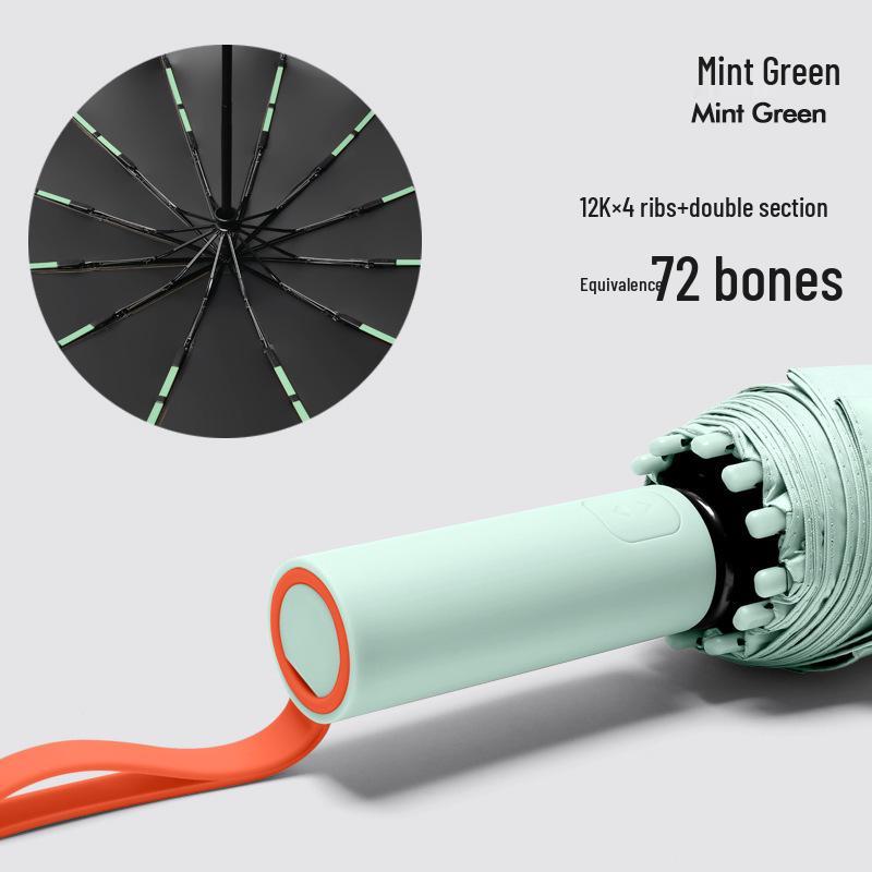 72-Rib Automatic Sunshade Umbrella: Dual-Use, Large Folding Parasol for Women & Men - Rain or Shine Protection.