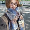 High-End Temperament Atmospheric Blue Plaid Scarf Women's Winter Versatile Thickened Couple Warm Student Neck Warmer
