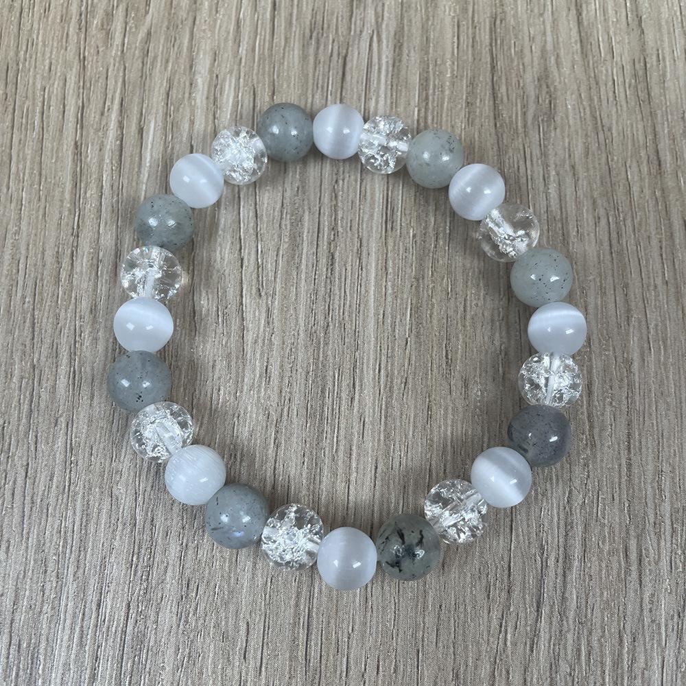

Festive Gifts Minimalist Gray And White Stone Beaded Bracelet Fashion Jewelry For Unisex Daily Wear Stylish And Easy To Match Accessory