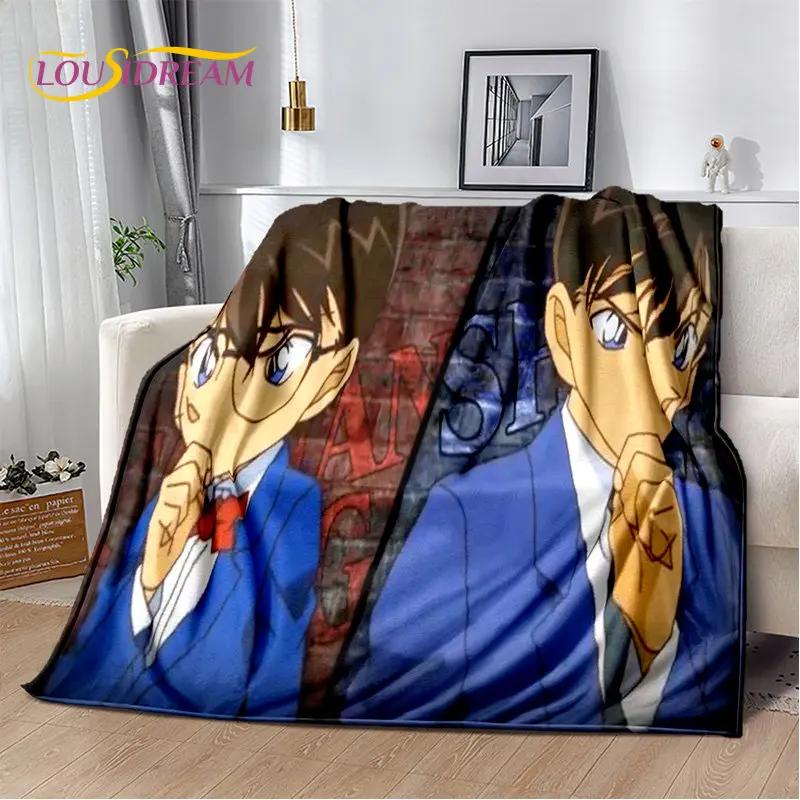 Detektyw Conan Cartoon Anime miękki pluszowy koc, flanelowy koc rzut koc do salonu sypialnia kanapa z funkcją spania narzuta na piknik 3D