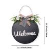 Lighted Welcome Wreath Sign Front Door Porch Decor Rustic Round Wooden Hanging Hello Sign Outdoor Spring Summer Decor