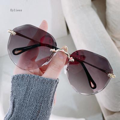 Occhiali da Sole Senza Montatura Donna Retrò Metallici Occhiali da Sole Protezione UV Nuova Moda Occhiali con Lenti Tagliate Occhiali da Sole Uv400