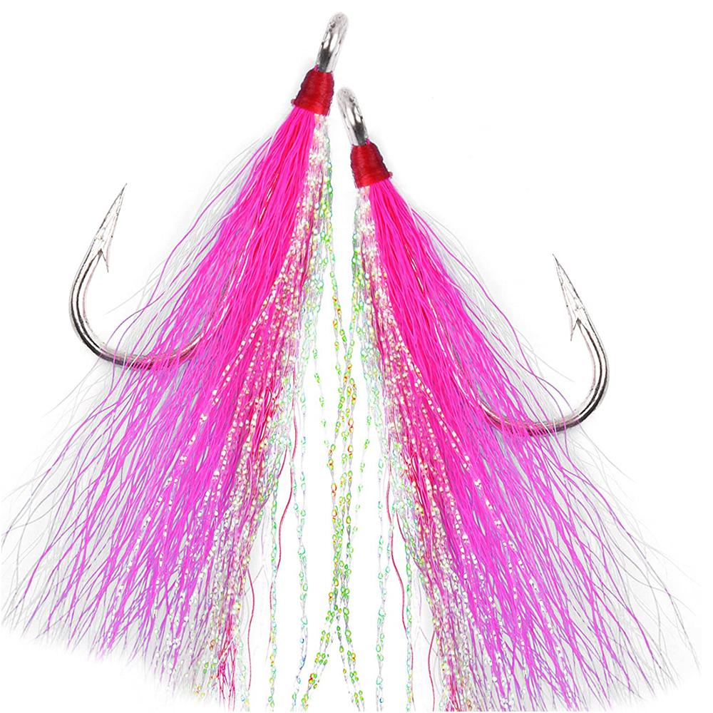 8Pcs/4Pcs Bucktail Teasers Fishing Hook Saltwater Fishing Lures Rig Stainless Steel Fishing Jig Hooks For Catfish Bass