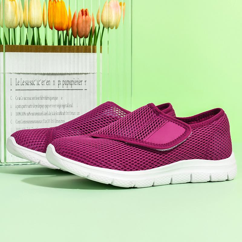 New spring and summer soft bottom mesh hollow breathable Velcro women's casual single shoes fashion