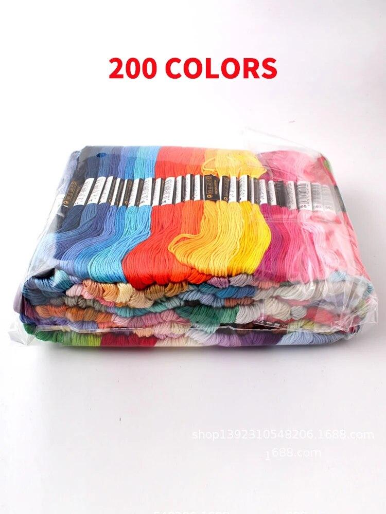Cross Stitch Thread Fixed Color 200 Colors, Hand Woven Embroidery Thread, Each 7.8-8 Meters, 6 Strands