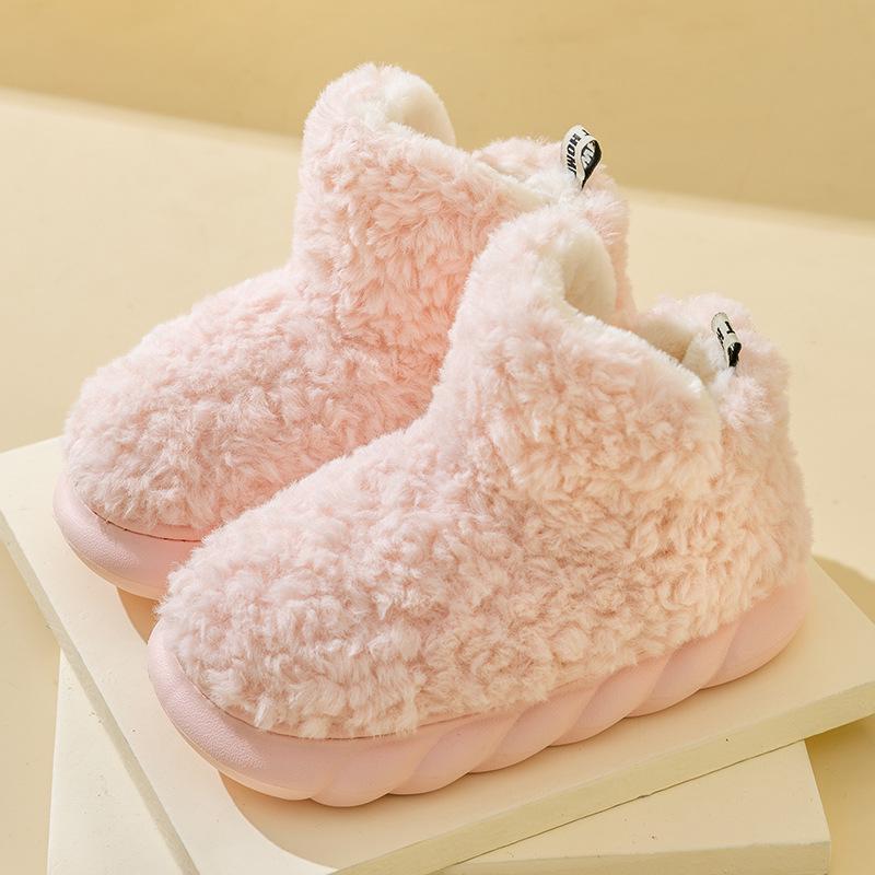 

Женские хлопковые тапочки с высоким верхом, Зима 2025: Туфли с закрытой пяткой, на толстой подошве, нескользящие, с плюшевой подкладкой, теплые пушистые туфли для ношения в помещении/на улице 38-39