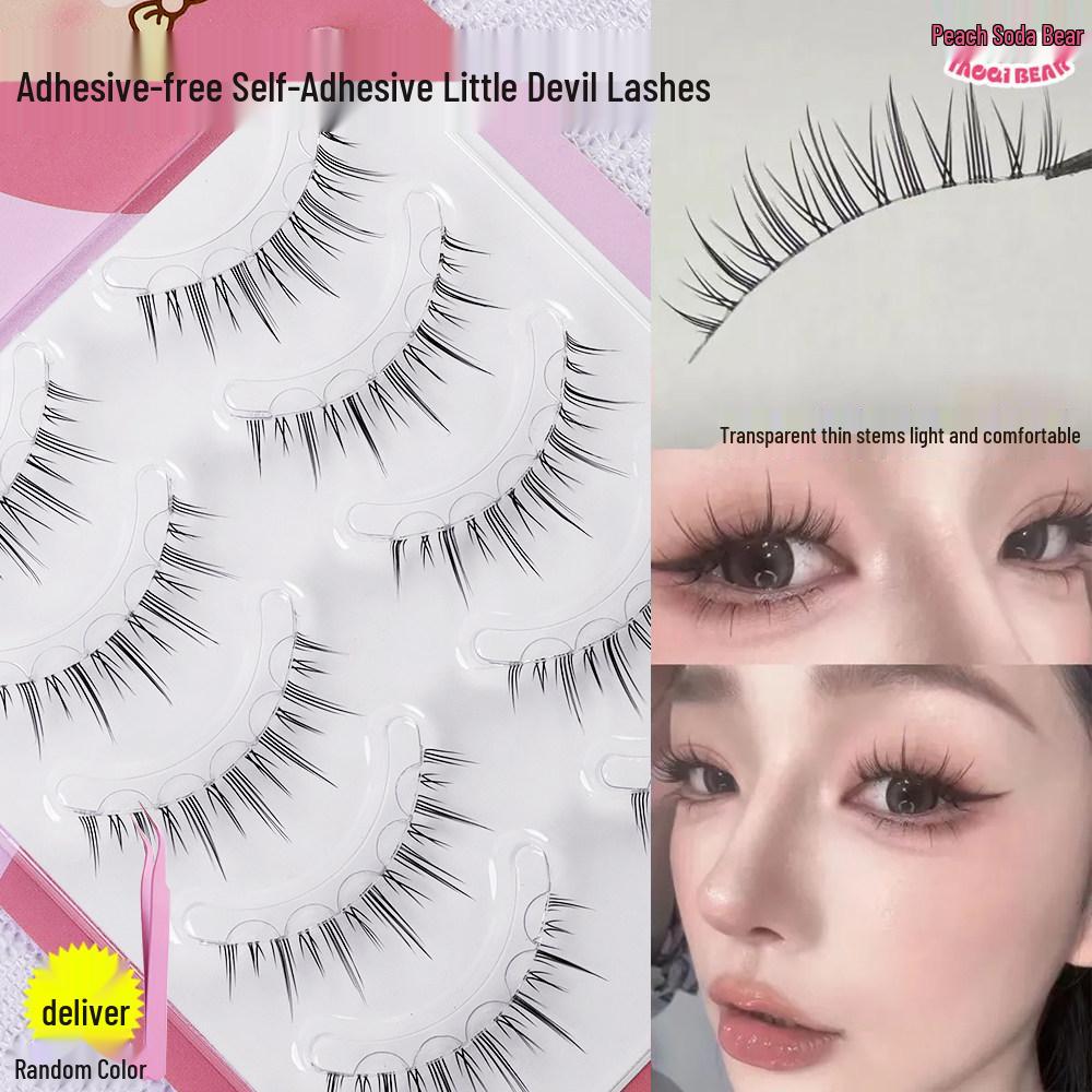 2026 Hot Sale Glue-Free Little Devil False Eyelashes with Transparent Stem