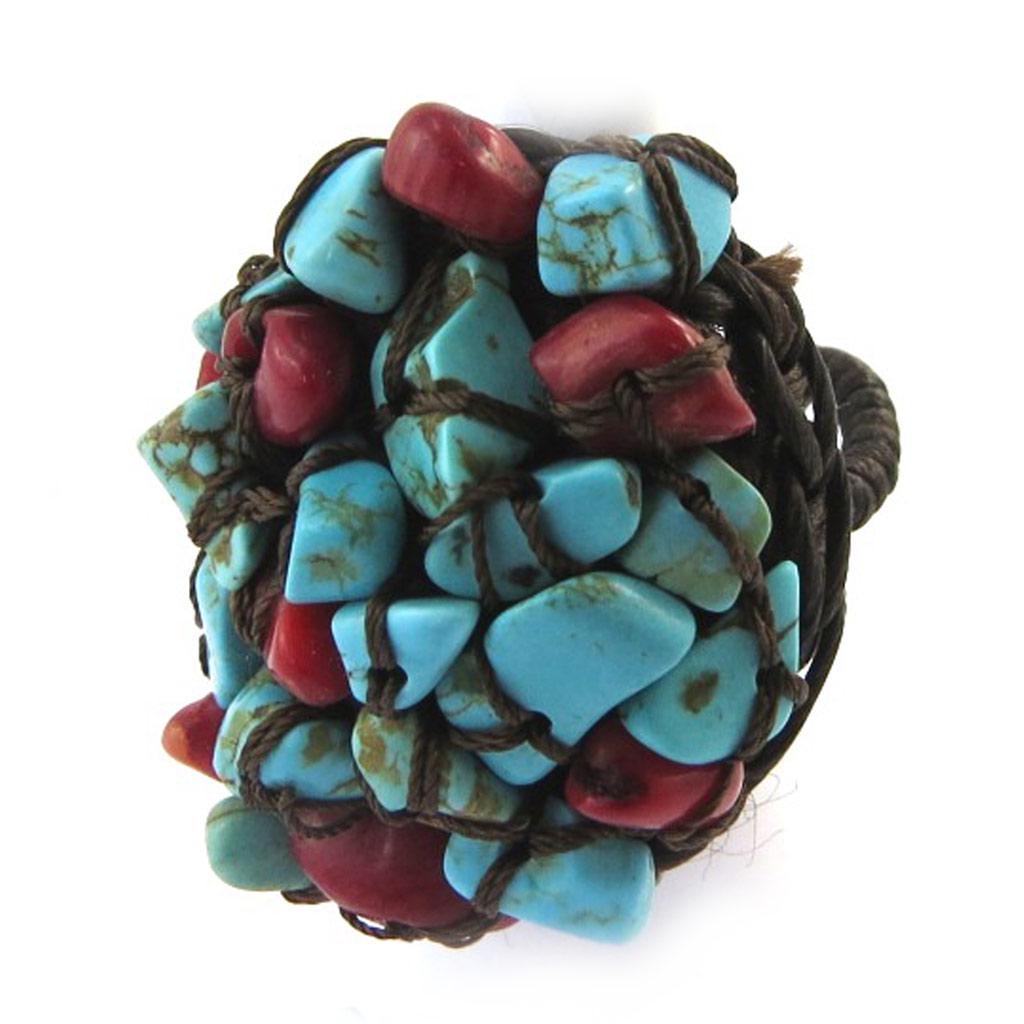 Les Trésors De Lily [N4636] - Red Turquoise 'Mineralia' Ring