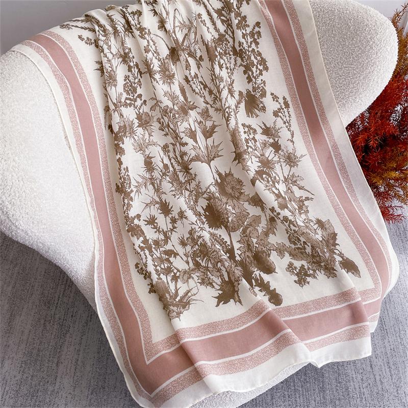 2025 Cotton Linen Scarf Women Spring Maple Leaf Pattern Warm Scarves Pashmina Hijabs Scarves Shawls Wraps Foulard Headband