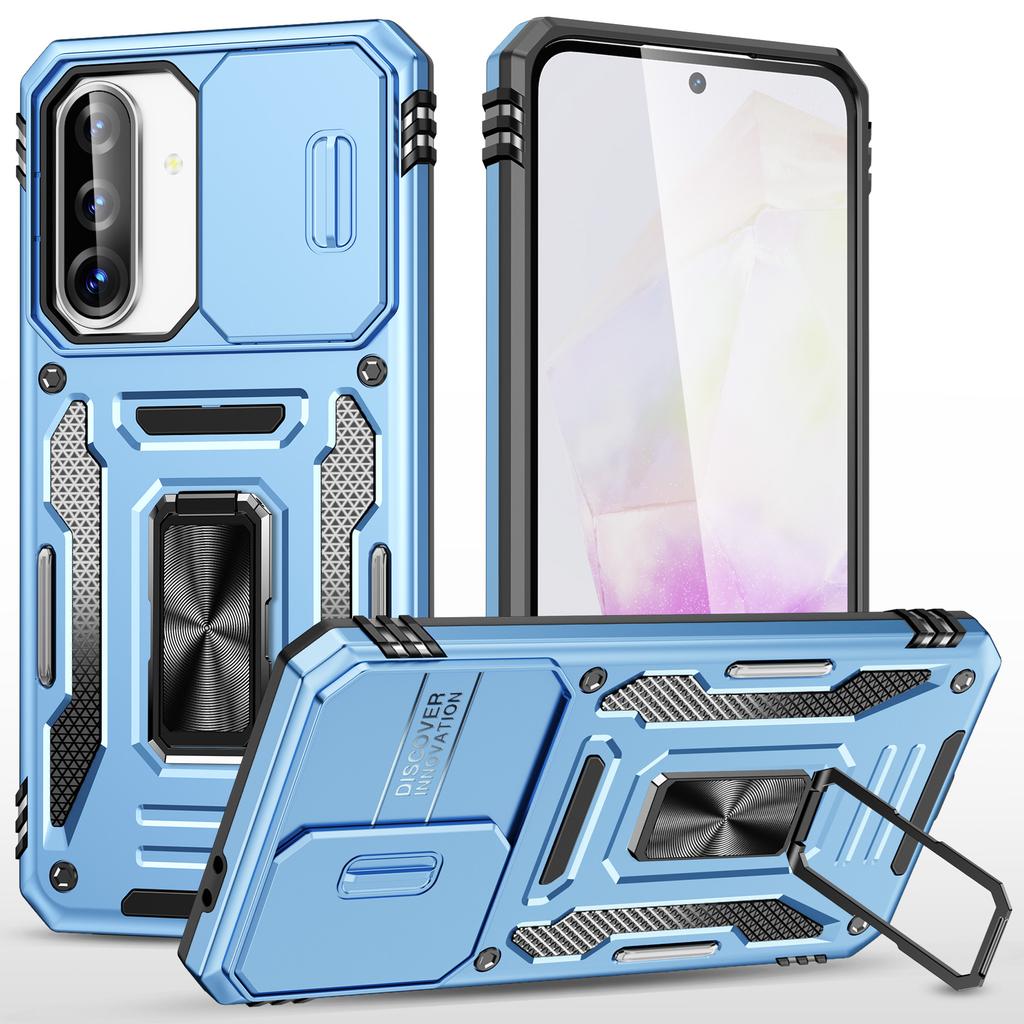 For Samsung Galaxy A36 5G/A56 5G Case Kickstand Slide Lens Lid PC+TPU Drop-Proof Phone Cover