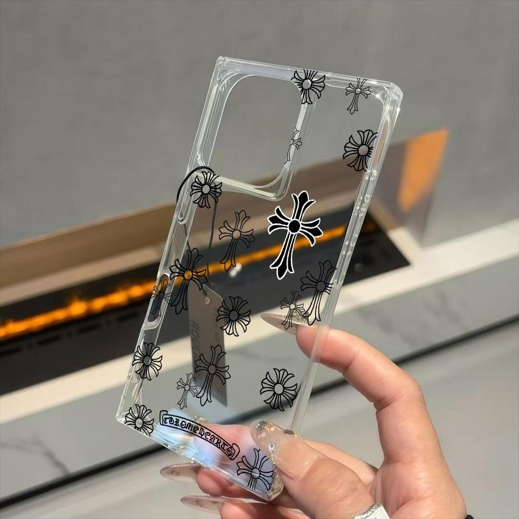 Transparent Square Back Tube Case Casing Protection For iPhone 11 14 Pro Max 12 15 Plus 13 16 ProMax Anti-Oxygen,Cross Pattern