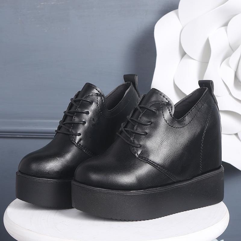Single shoes women's 2025 new fashionable versatile comfortable inner height increase small retro 10cm lazy women's shoes