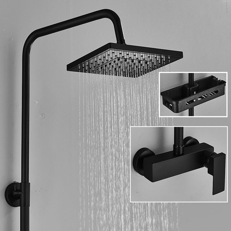 Bathroom Faucet Chrome/Black Rain Shower Head Bath Faucet Wall Mounted Bathtub Shower Mixer Tap Shower Faucet Shower Set Mixer