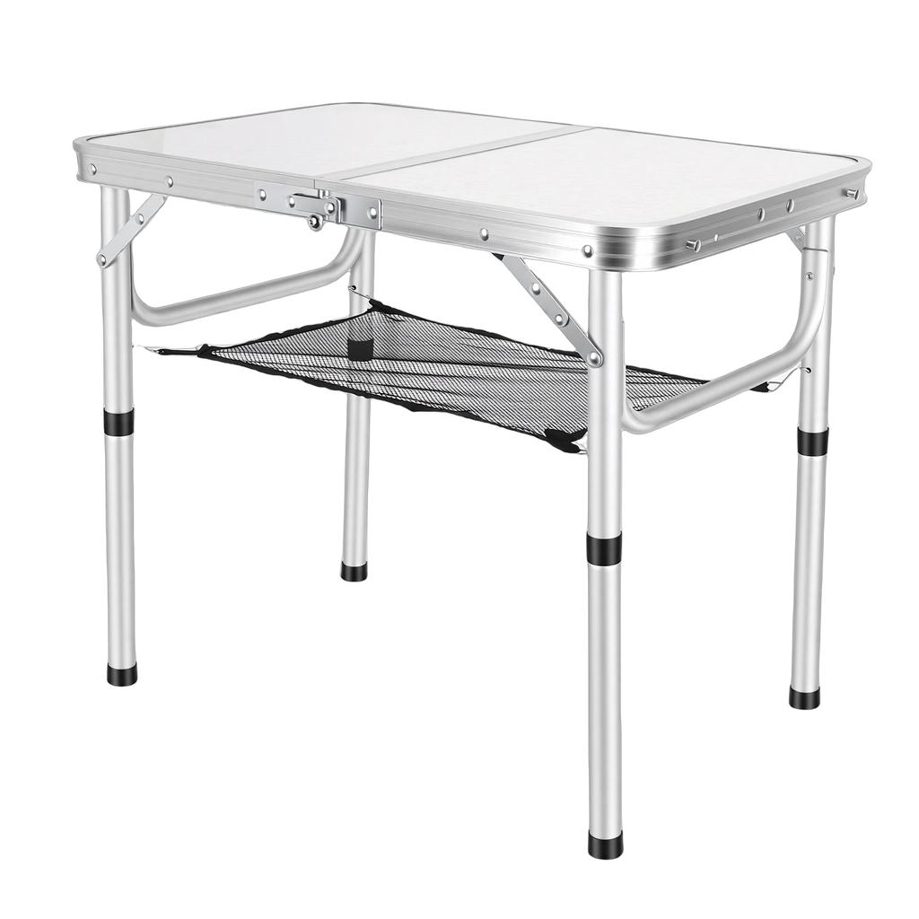 Folding Camping Table Height Adjustment Portable Pinic Table Aluminum Alloy with S Hooks for Outdoor
