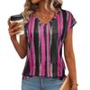 Printed V-Neck Short Sleeve Women's Fashion Striped Casual Top T-Shirts Women’s